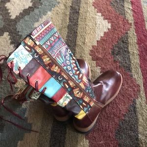 Boho leather boots